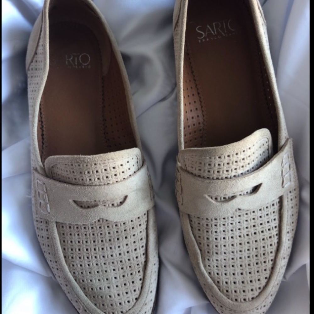 Franco Sarto Beige Suede Loafers Size 8.5